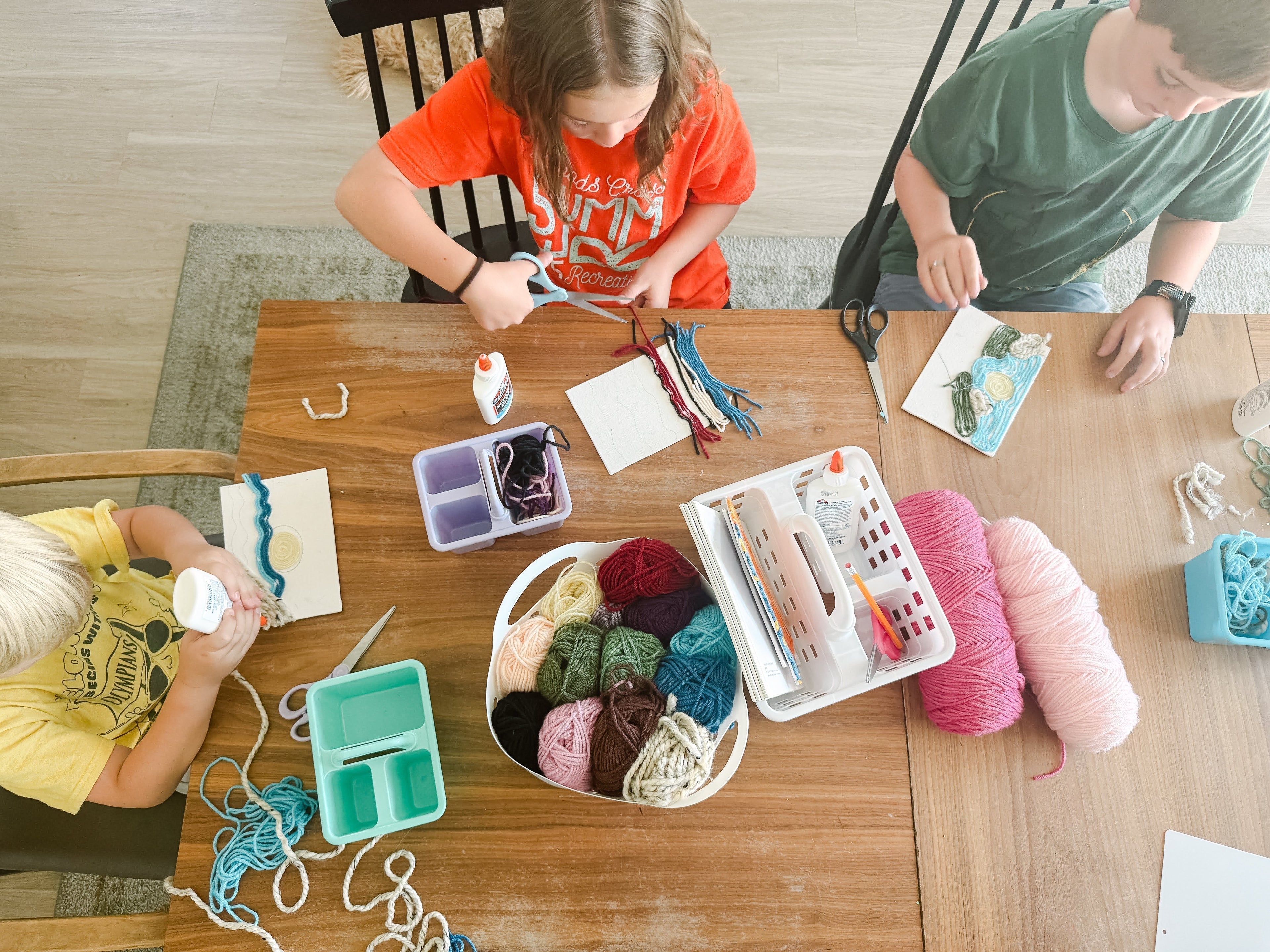 how we do yarn art: a calming, creative project for kids