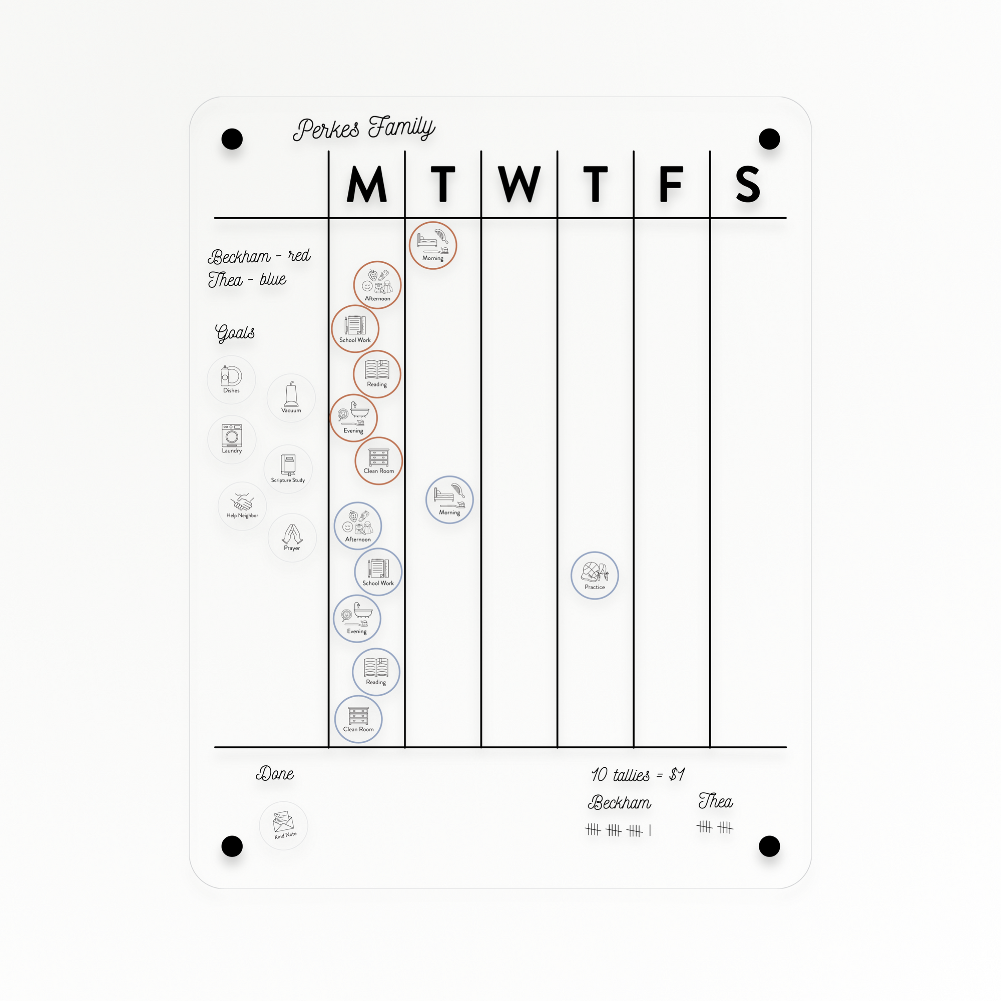 Weekly Board | Family Daily | Acrylic | Wall Board